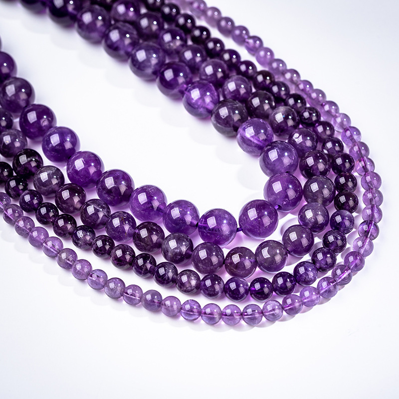 Loose Natural Amethyst Round Beads for  Making Jewelry 4MM 6MM 8MM 10MM 12MM
