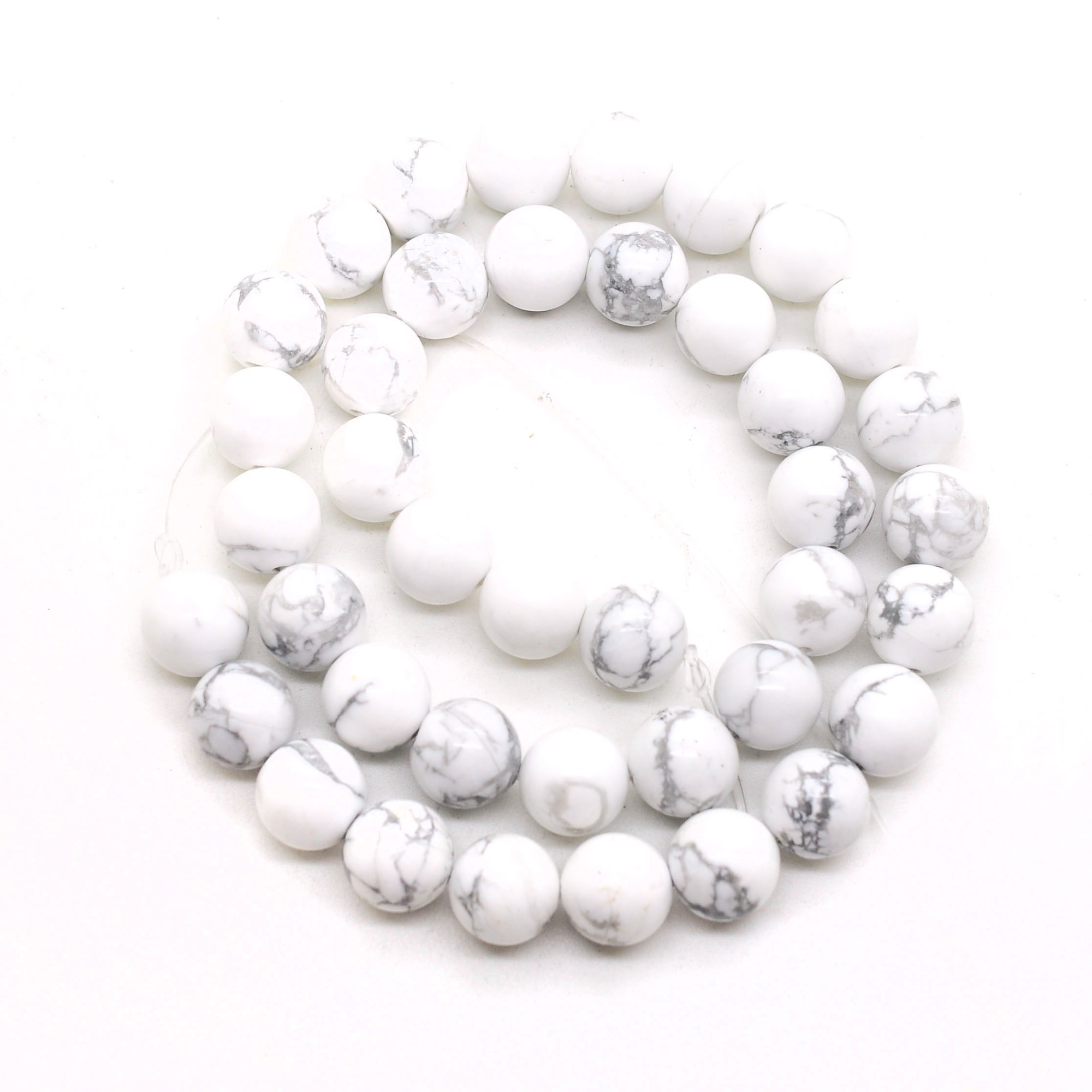 Loose Natural Howlite Round Healing Stone Full Strand Gem Bead for DIY Bracelet Necklace Jewelry Making 4/6/8/10/12mm