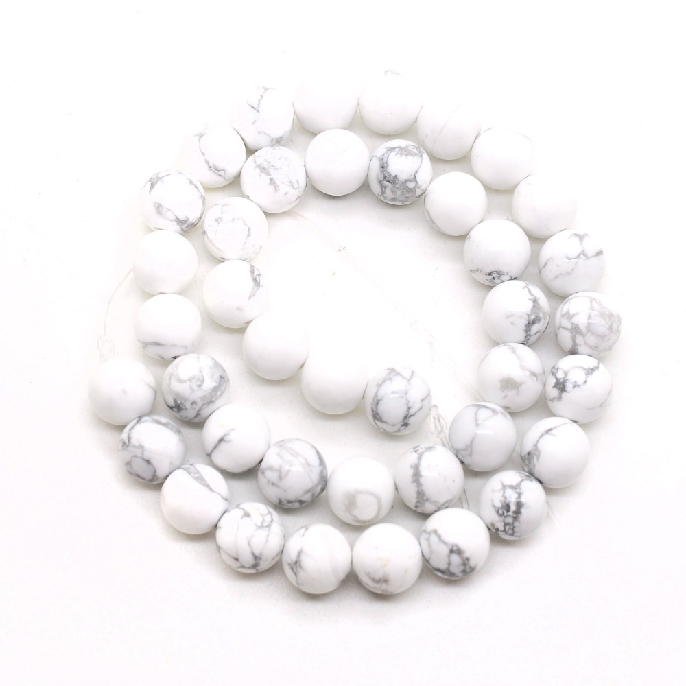 Loose Natural Howlite Round Healing Stone Full Strand Gem Bead for DIY Bracelet Necklace Jewelry Making 4/6/8/10/12mm