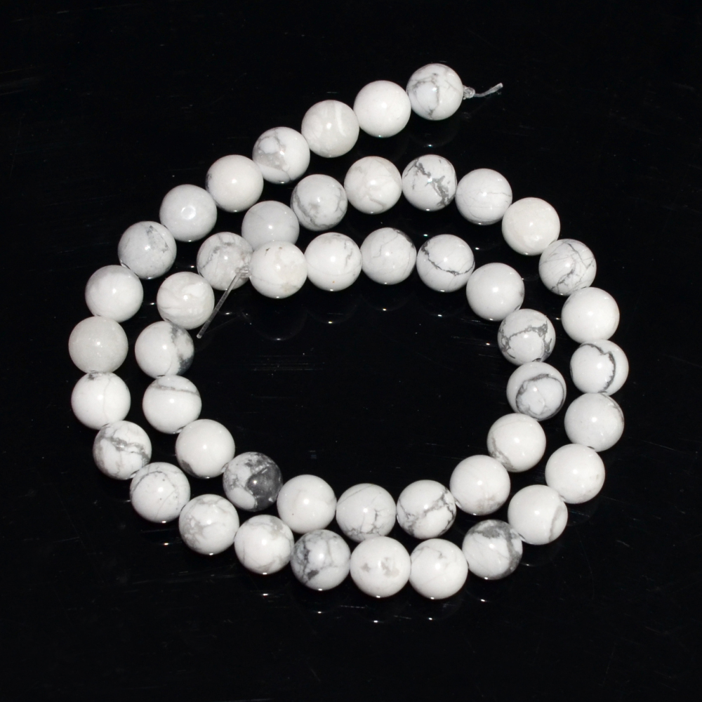Loose Natural Howlite Round Healing Stone Full Strand Gem Bead for DIY Bracelet Necklace Jewelry Making 4/6/8/10/12mm