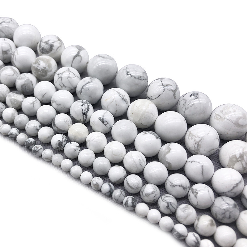 Loose Natural Howlite Round Healing Stone Full Strand Gem Bead for DIY Bracelet Necklace Jewelry Making 4/6/8/10/12mm