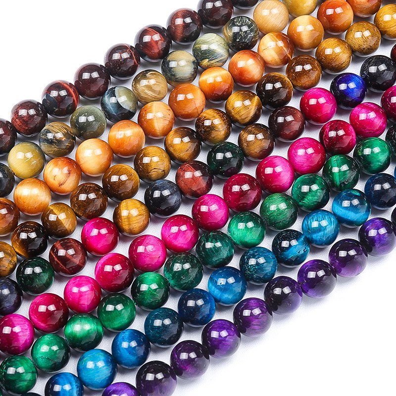 Loose Natural Tiger Eye Round Healing Stone Full Strand Gem Bead for DIY Bracelet Necklace Jewelry Making 4/6/8/10/12mm-