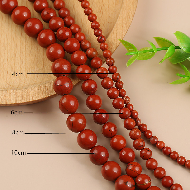 Loose Natural Red Jasper Round Healing Stone Full Strand Gem Bead for DIY Bracelet Necklace Jewelry Making 4/6/8/10/12mm