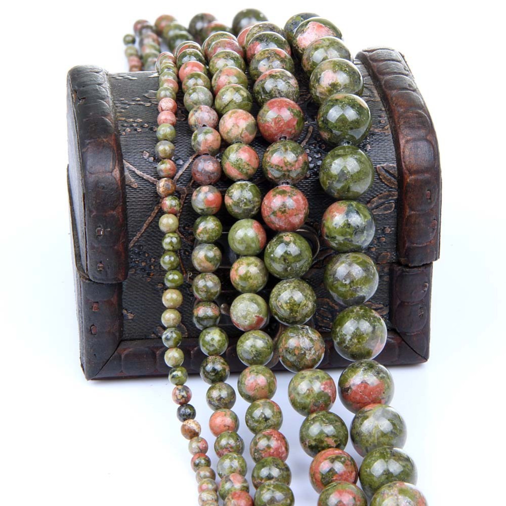 Loose Natural Unakite Round Healing Stone Full Strand Gem Bead for DIY Bracelet Necklace Jewelry Making 4/6/8/10/12mm