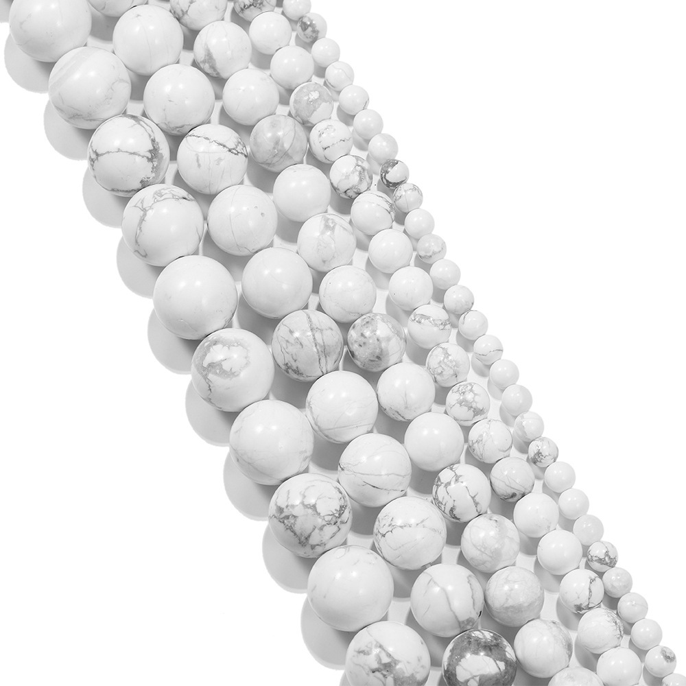 Loose Natural Howlite Round Healing Stone Full Strand Gem Bead for DIY Bracelet Necklace Jewelry Making 4/6/8/10/12mm