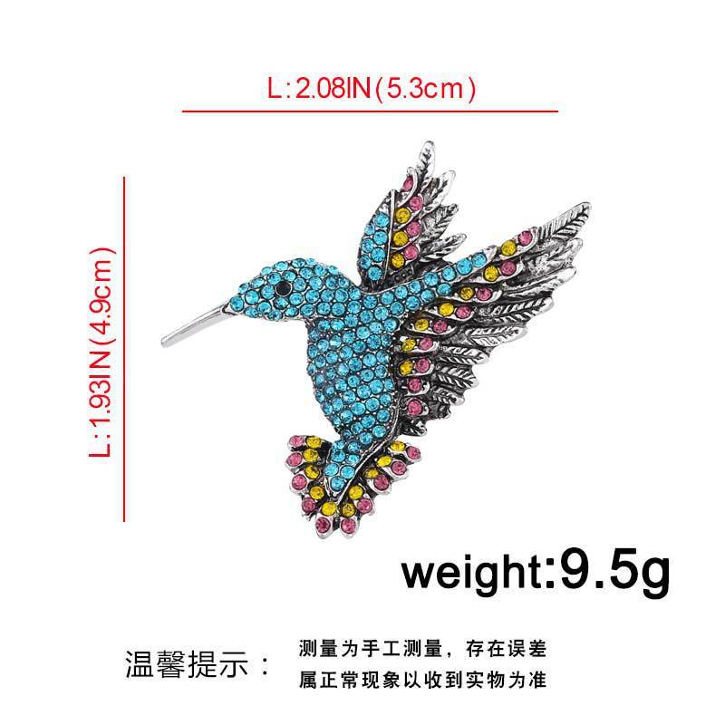 Antique Tone Bird Hummingbird Multi Color Austrian Crystal Pin Brooch Jewelry Rhinestone elegant silk scarf  Animal Brooches Clip