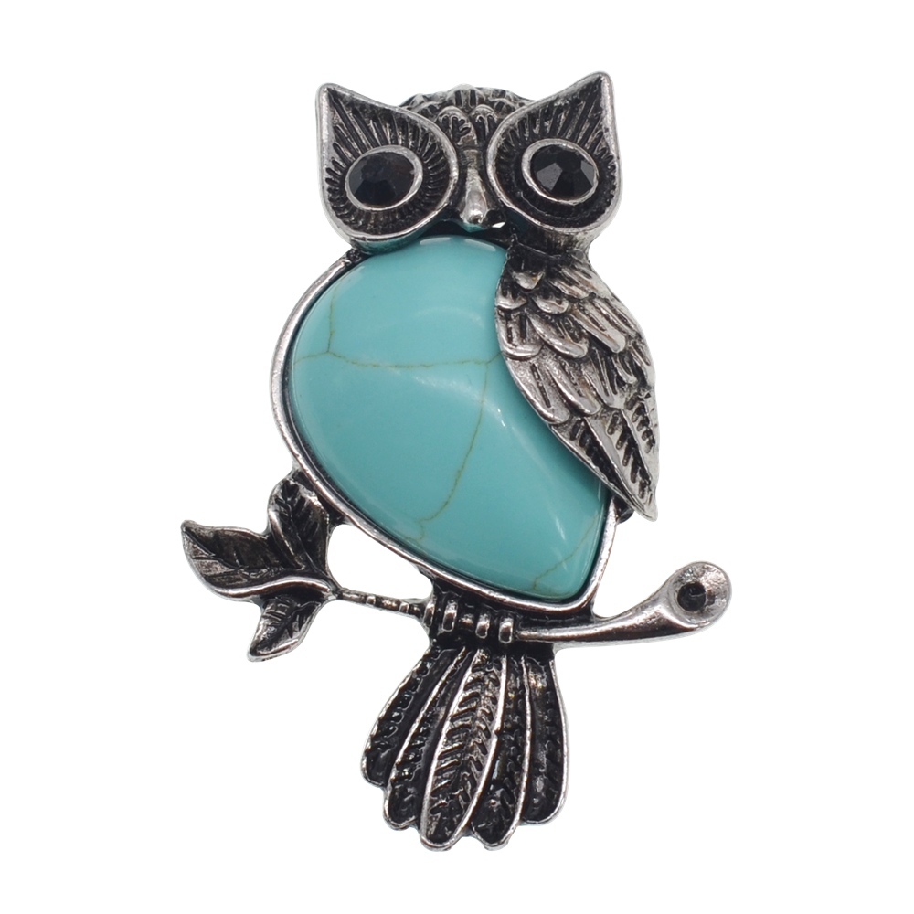 Antique Silver Owl Gemstone Pendant Necklace For Women and girls (No Brooch Pin Accessories)