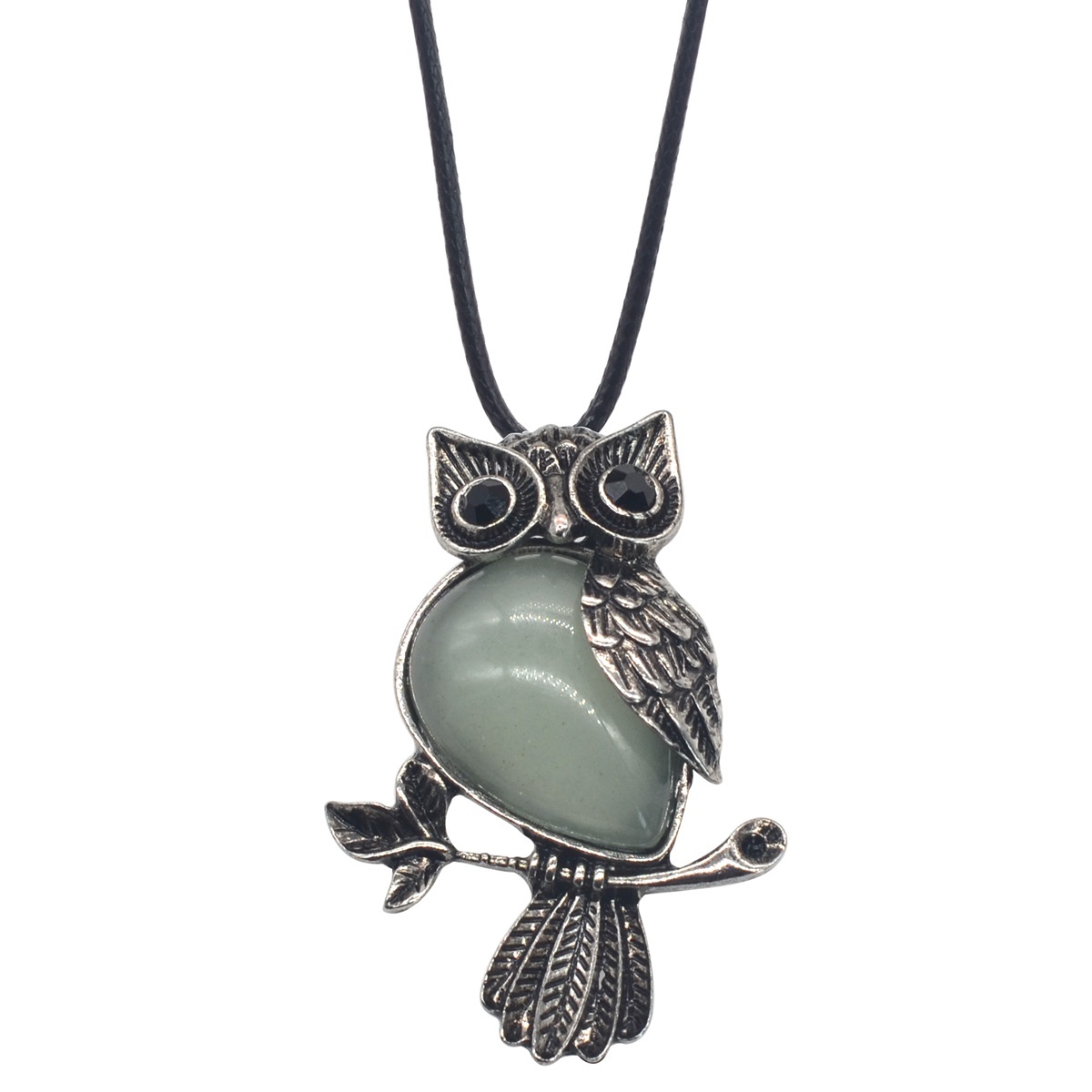 Antique Silver Owl Gemstone Pendant Necklace For Women and girls (No Brooch Pin Accessories)