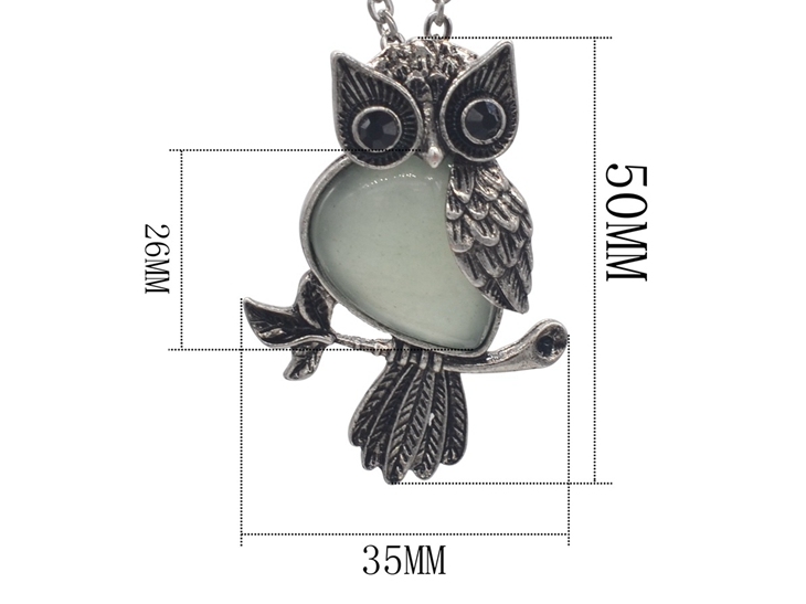 Antique Silver Owl Gemstone Pendant Necklace For Women and girls (No Brooch Pin Accessories)