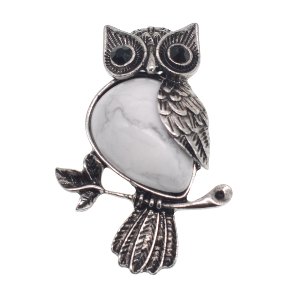 Antique Silver Owl Gemstone Pendant Brooch Pin For Women and girls