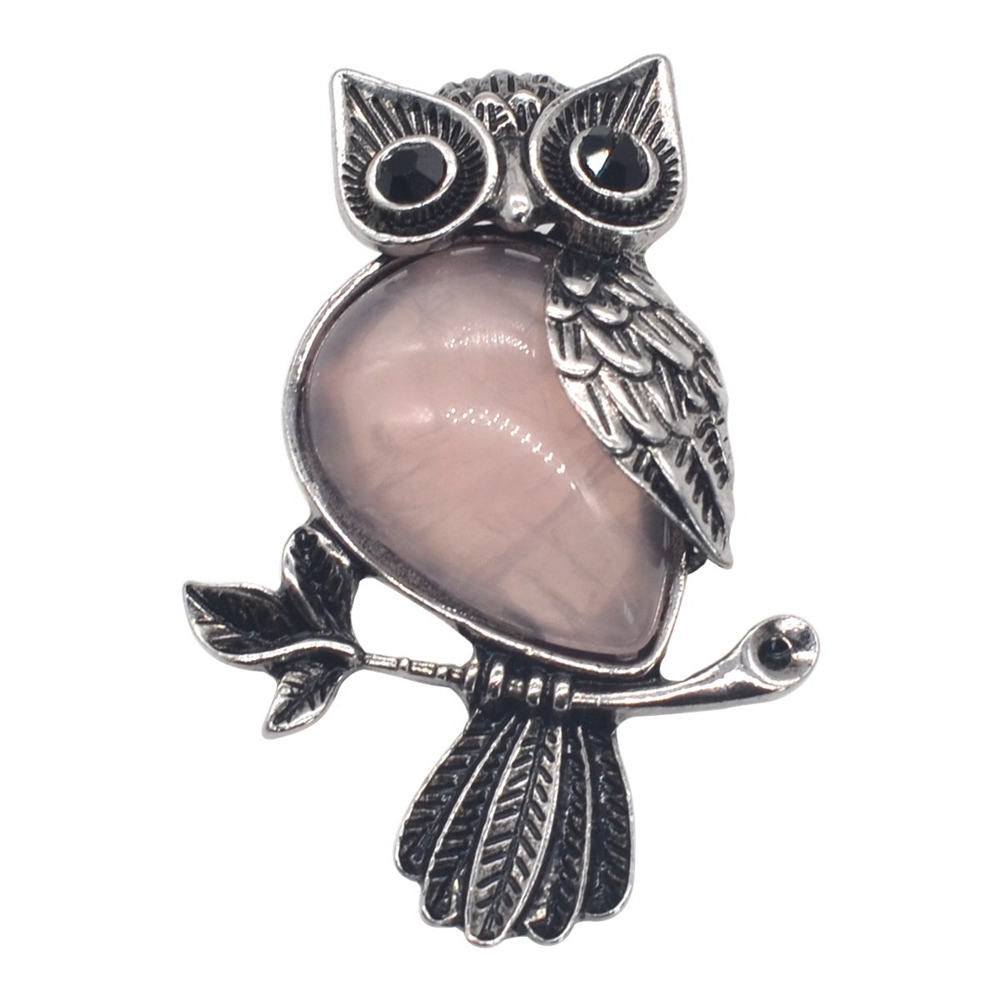 Antique Silver Owl Gemstone Pendant Necklace For Women and girls (No Brooch Pin Accessories)