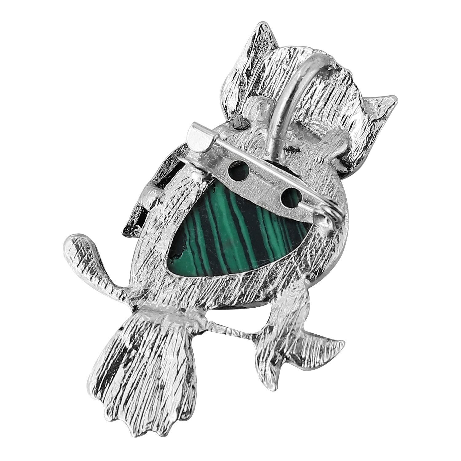 Antique Silver Owl Gemstone Pendant Brooch Pin For Women and girls