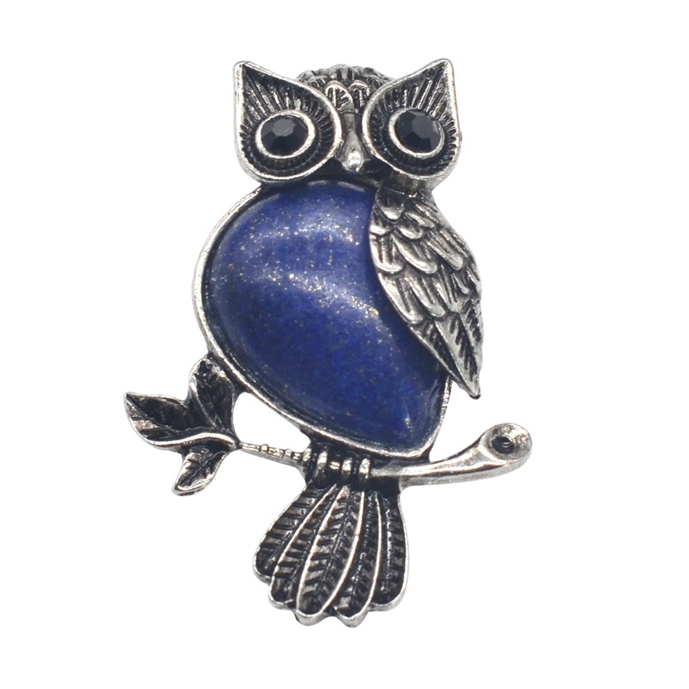 Antique Silver Owl Gemstone Pendant Necklace For Women and girls (No Brooch Pin Accessories)