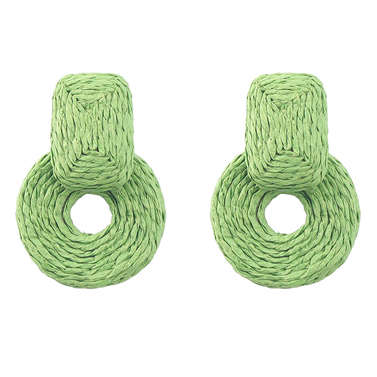 Tatement Raffia Round Earrings - Boho Drop Handmade Straw Earrings - Geometric Dangle Earrings for Women Girls