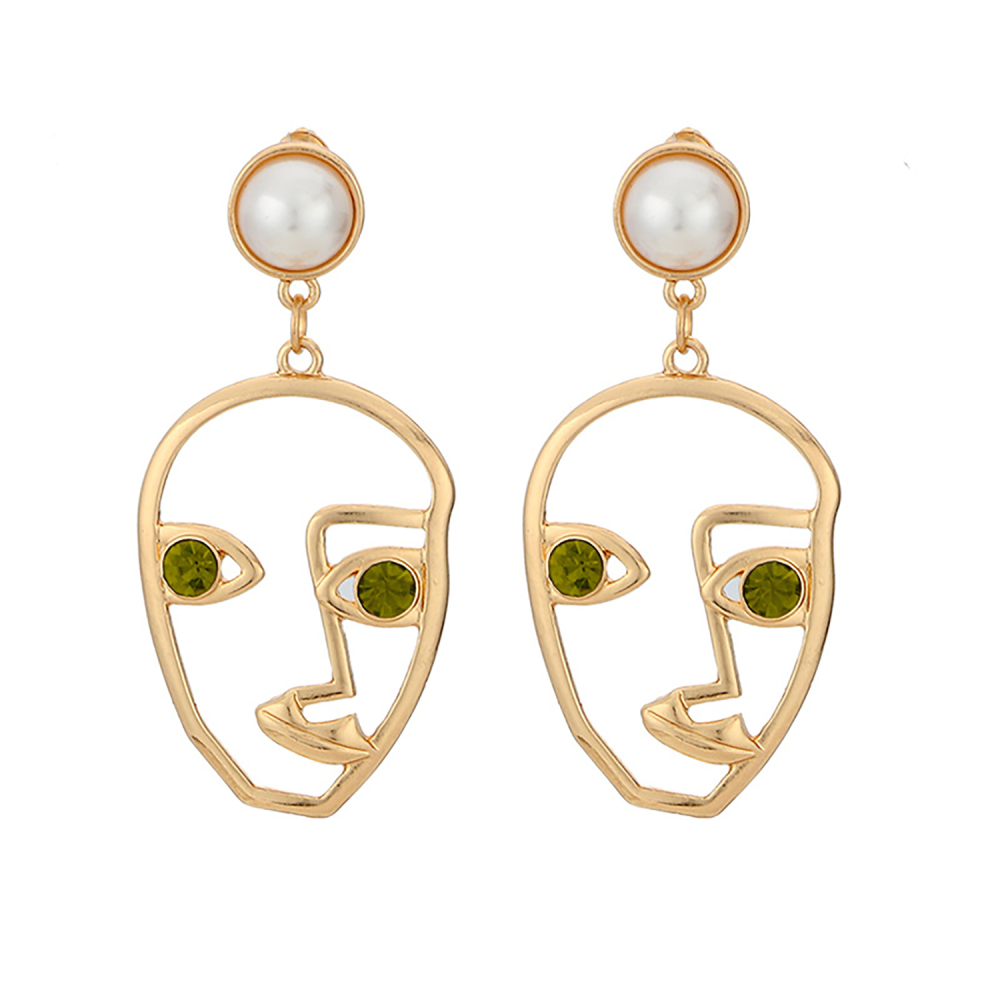 Face Earrings for Women Geometric Abstract Art Face Earrings Dangle Weird Lesbian Aesthetic Hollow Statement Earrings