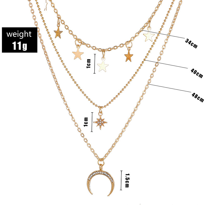 New Arrival Retro Layered Gold And Silver Necklace Personalized Chain Moon Map Pendant Choker Necklaces For Women