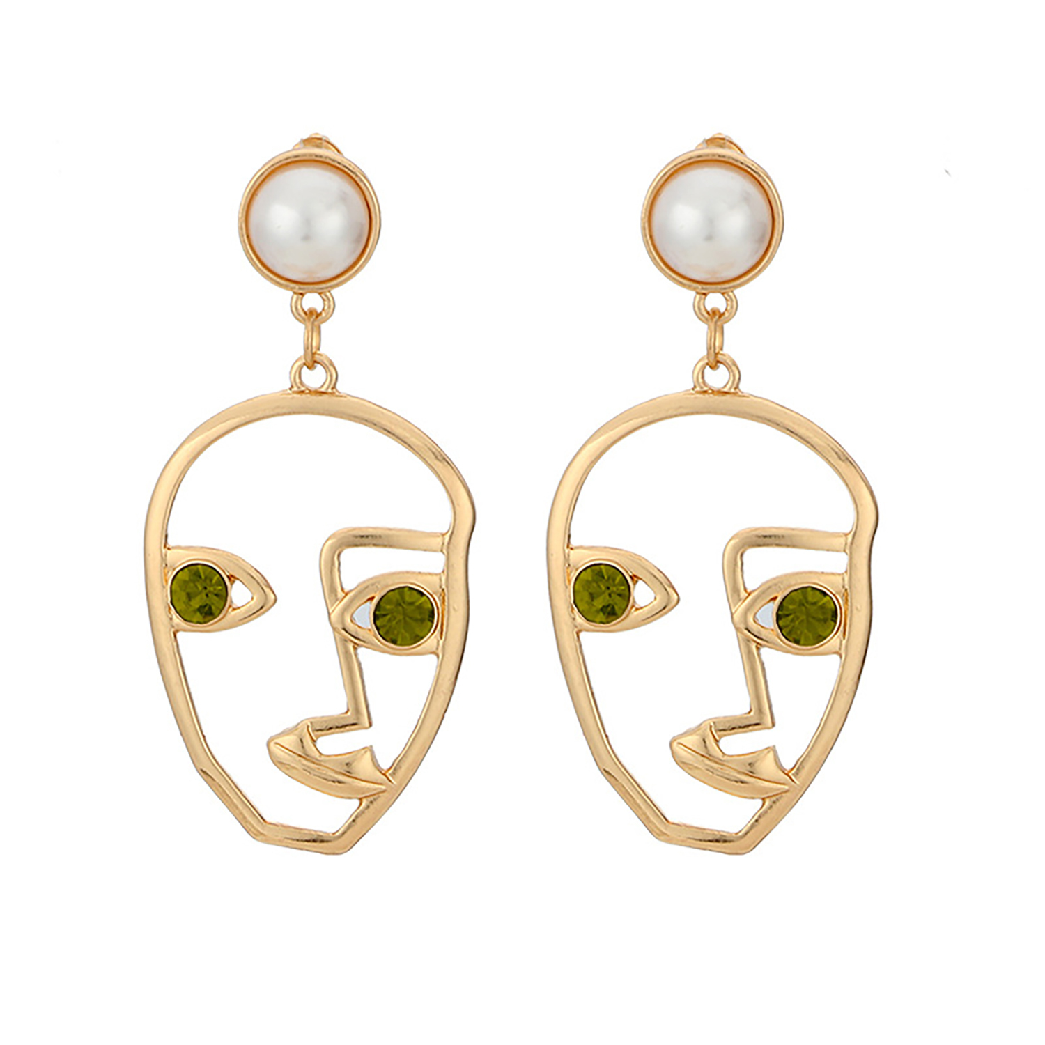 Face Earrings for Women Geometric Abstract Art Face Earrings Dangle Weird Lesbian Aesthetic Hollow Statement Earrings