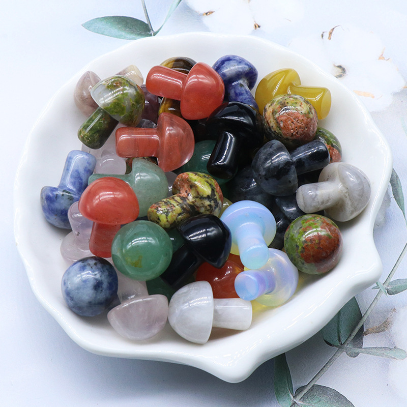 20mm Carnelian Mushroom Gemstone Sculpture Decor Carving Polished Crystal Cute Stones for Home Garden Lawn Yard Decoration Meditation Flower Pot Decor
