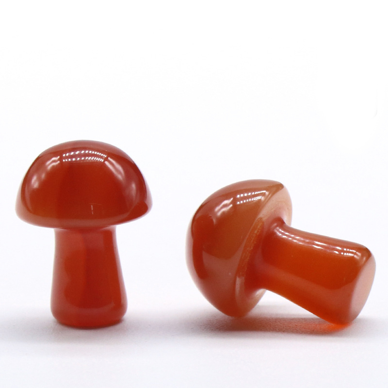 20mm Carnelian Mushroom Gemstone Sculpture Decor Carving Polished Crystal Cute Stones for Home Garden Lawn Yard Decoration Meditation Flower Pot Decor