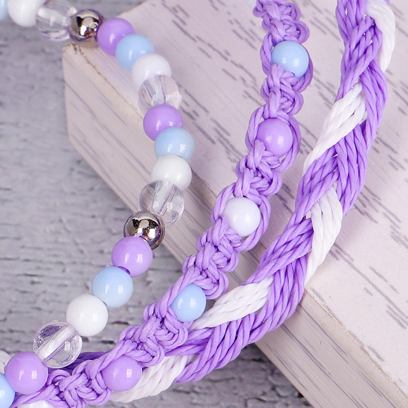 Summer Ocean Sea Color Blue Bracelets Boho Multiwrap Hand Woven Rope Bracelets Adjustable Colorful String Friendship Bracelets