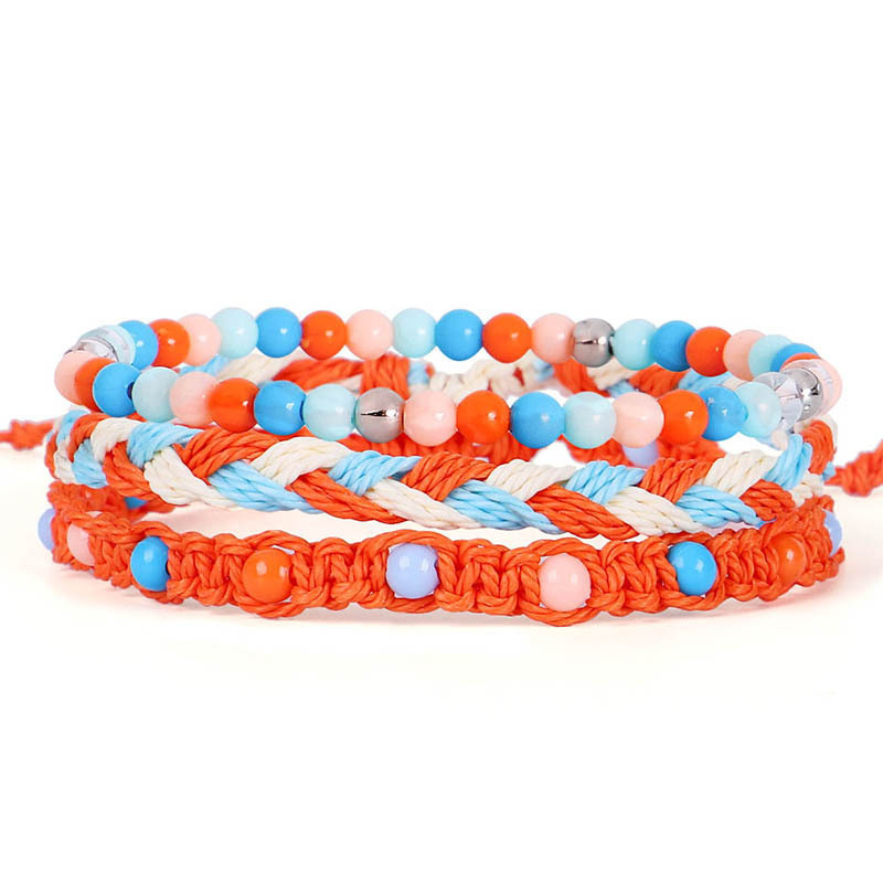 Summer Ocean Sea Color Blue Bracelets Boho Multiwrap Hand Woven Rope Bracelets Adjustable Colorful String Friendship Bracelets