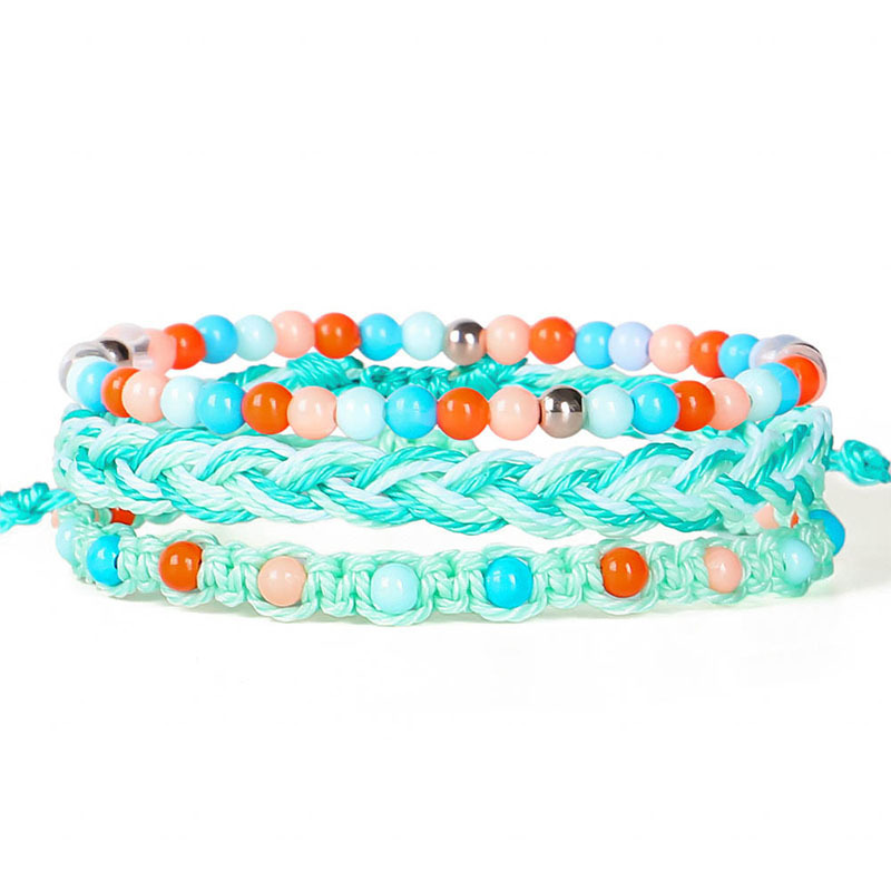 Summer Ocean Sea Color Blue Bracelets Boho Multiwrap Hand Woven Rope Bracelets Adjustable Colorful String Friendship Bracelets