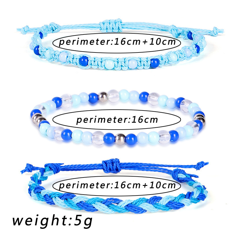 Summer Ocean Sea Color Blue Bracelets Boho Multiwrap Hand Woven Rope Bracelets Adjustable Colorful String Friendship Bracelets