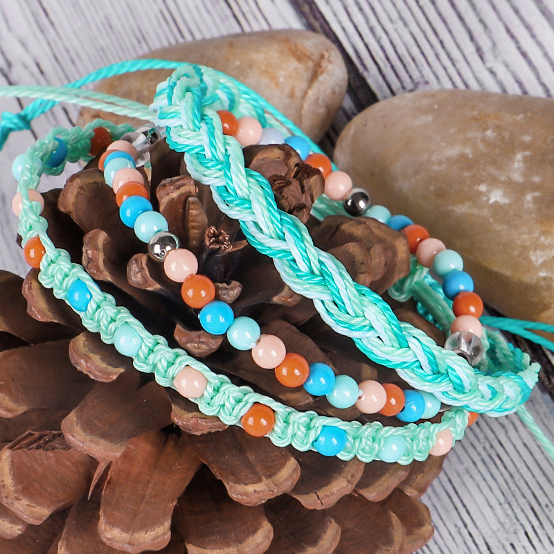 Summer Ocean Sea Color Blue Bracelets Boho Multiwrap Hand Woven Rope Bracelets Adjustable Colorful String Friendship Bracelets