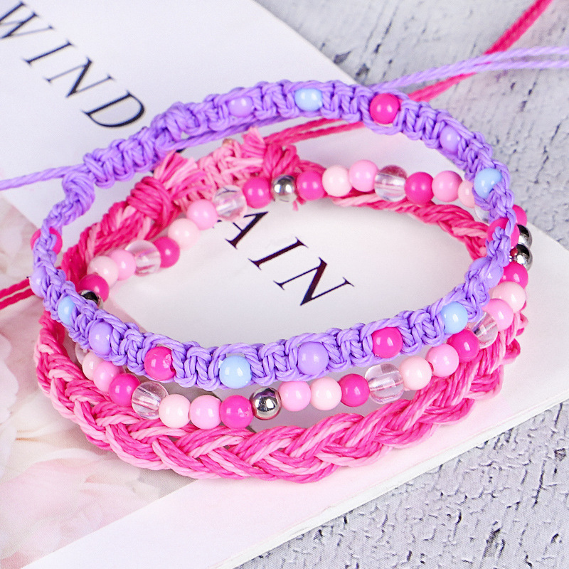 Summer Ocean Sea Color Blue Bracelets Boho Multiwrap Hand Woven Rope Bracelets Adjustable Colorful String Friendship Bracelets