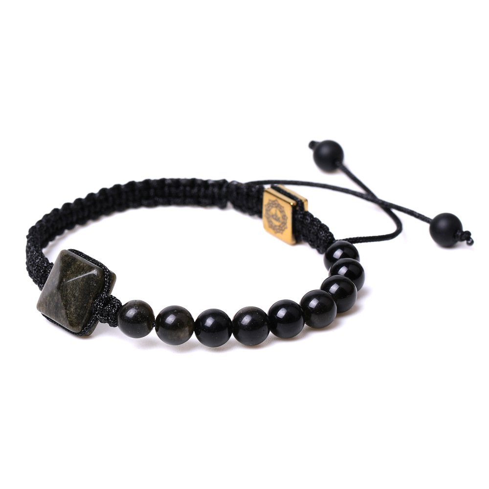 Handmade 6mm Crystal Braided Adjustable Bracelet Rose Quartz Amethyst Charms Bracelet For Women