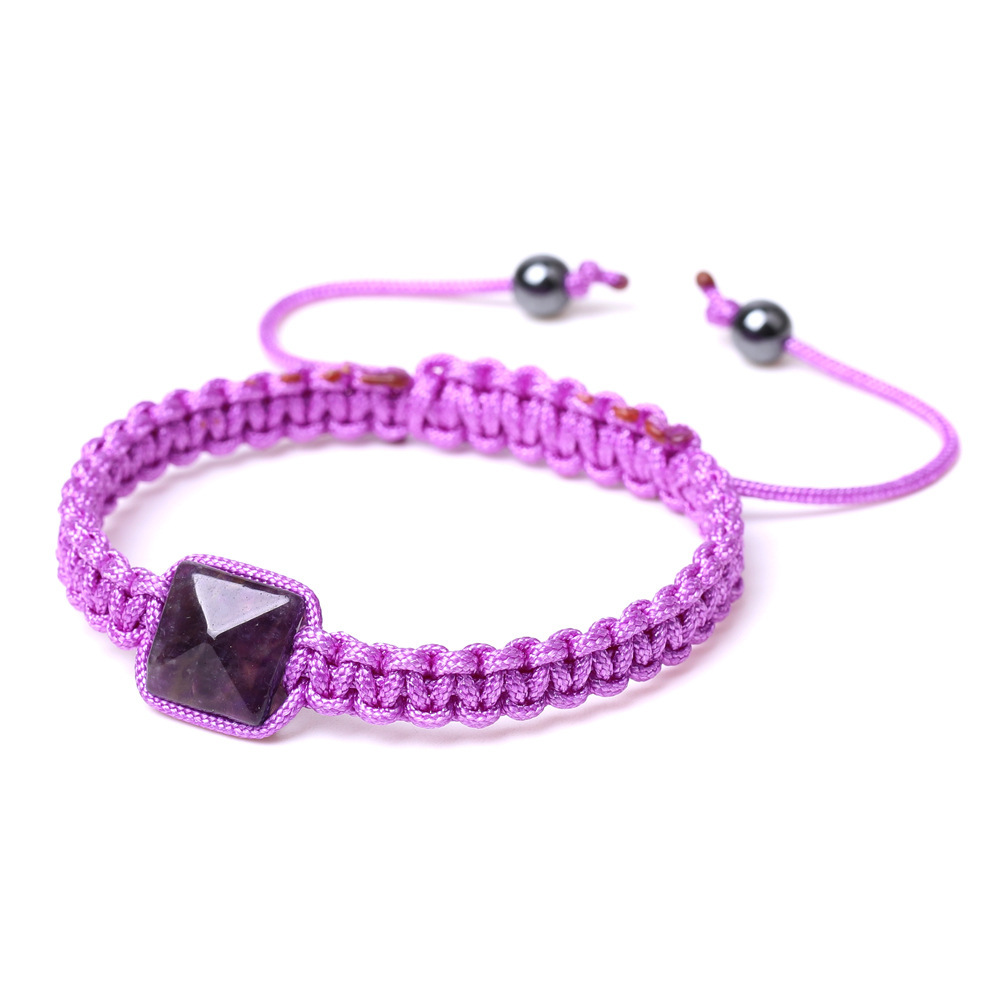 Fashion Adjustable Braided Triangle Cone Pyramid Lapis Lazuli Amethyst Green Aventurine Natural Stone Bracelet