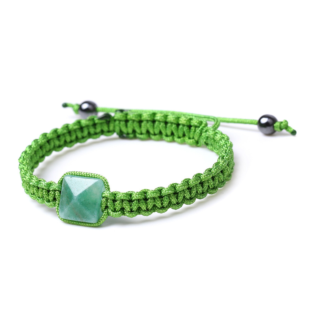 Fashion Adjustable Braided Triangle Cone Pyramid Lapis Lazuli Amethyst Green Aventurine Natural Stone Bracelet