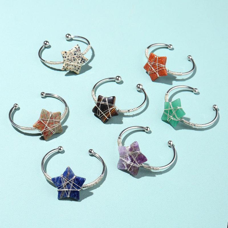 Natural Five-pointed Star Bracelet Colorful Healing Stones Delicate Jewelry Ornaments