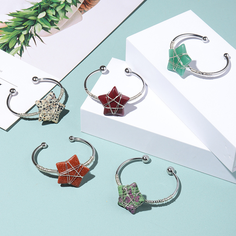 Natural Five-pointed Star Bracelet Colorful Healing Stones Delicate Jewelry Ornaments