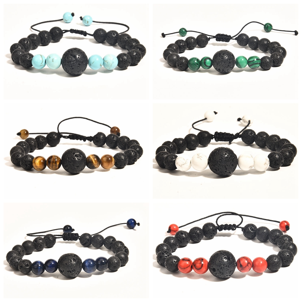 Adjustable Lava Rock Stone Essential Oil Anxiety Diffuser Bracelet Unisex Stone Meditation Relax Healing Arom Bileklik Pulseira