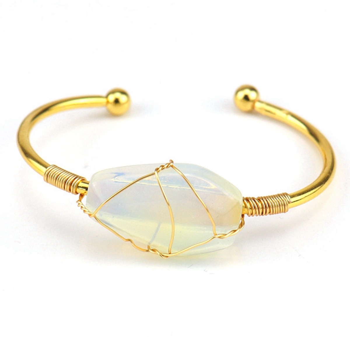 Wholesale Adjustable Silver Hand-made Bangle Wire Wrap Natural Crystal Colorful Hexahedron Coffin Board Bracelet For Women Girl