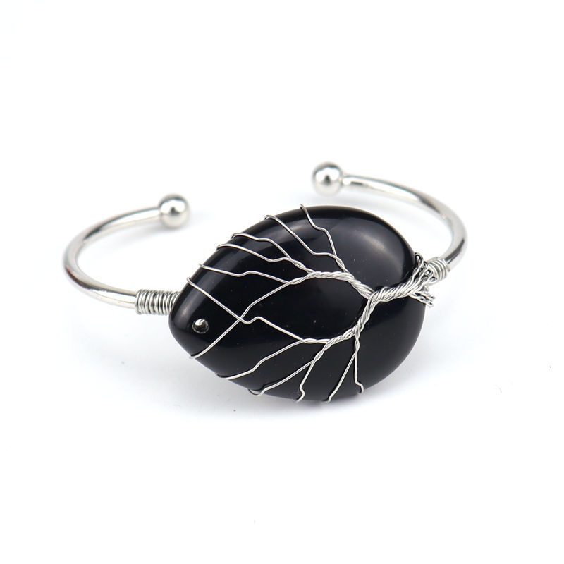 Fashion Drop Shape Tiger Eye Crystal Bangle Natural Stone Turquoise Amethyst Bracelet For Women
