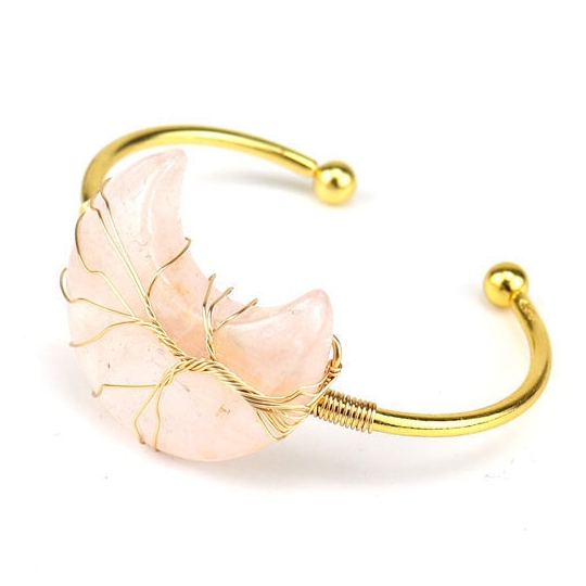 Wholesale Golden Designer Stone Bracelet Gold Charms Bulk Natural Stone Moon Bracelet Women Jewelry Making