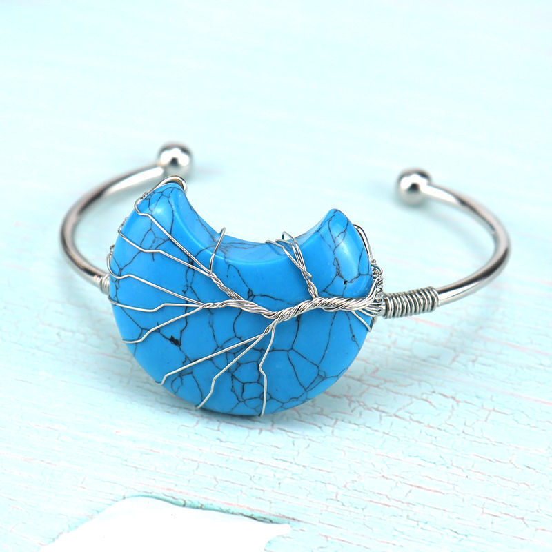 Wholesale Golden Designer Stone Bracelet Gold Charms Bulk Natural Stone Moon Bracelet Women Jewelry Making