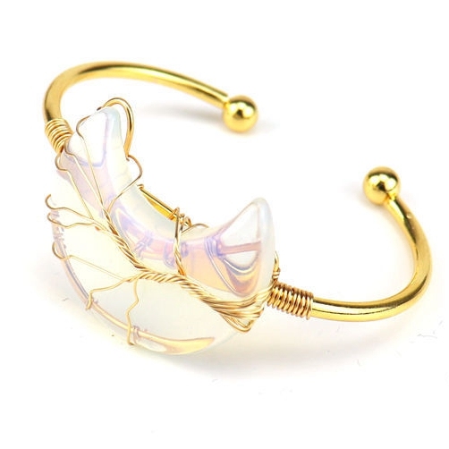 Wholesale Golden Designer Stone Bracelet Gold Charms Bulk Natural Stone Moon Bracelet Women Jewelry Making