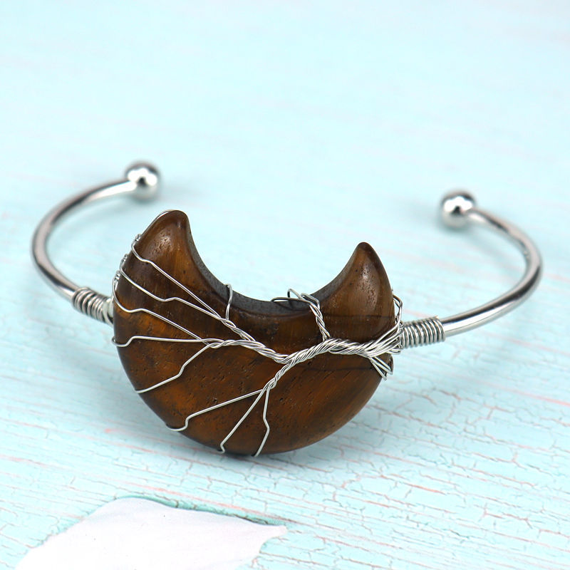 Wholesale Golden Designer Stone Bracelet Gold Charms Bulk Natural Stone Moon Bracelet Women Jewelry Making