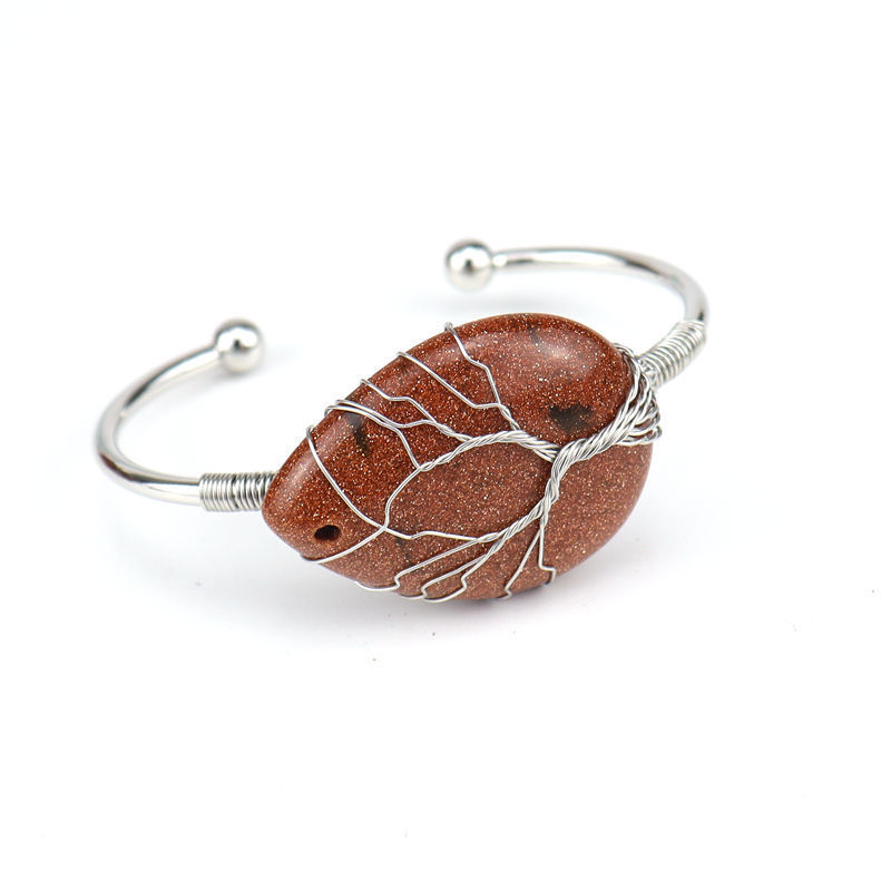 Fashion Drop Shape Tiger Eye Crystal Bangle Natural Stone Turquoise Amethyst Bracelet For Women