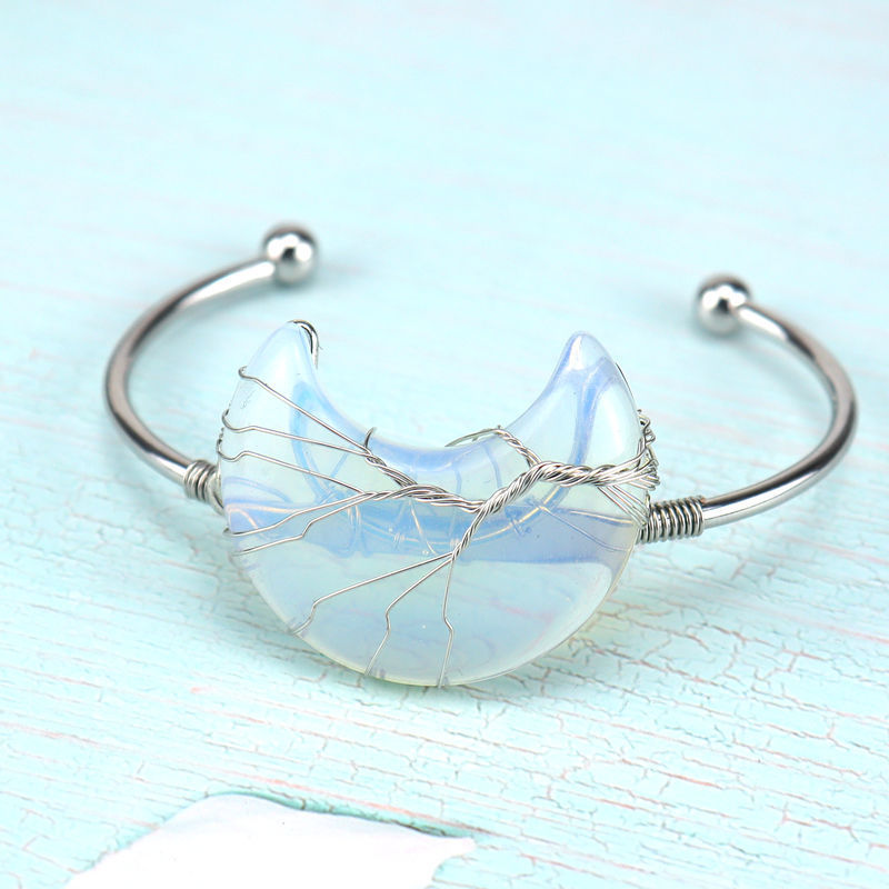 Wholesale Golden Designer Stone Bracelet Gold Charms Bulk Natural Stone Moon Bracelet Women Jewelry Making