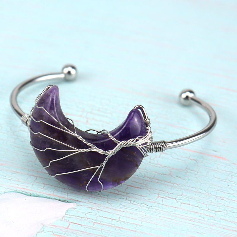 Wholesale Golden Designer Stone Bracelet Gold Charms Bulk Natural Stone Moon Bracelet Women Jewelry Making