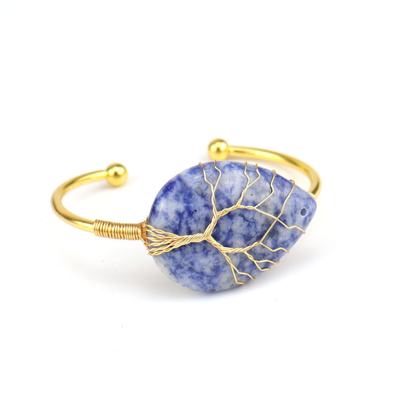 Fashion Drop Shape Tiger Eye Crystal Bangle Natural Stone Turquoise Amethyst Bracelet For Women