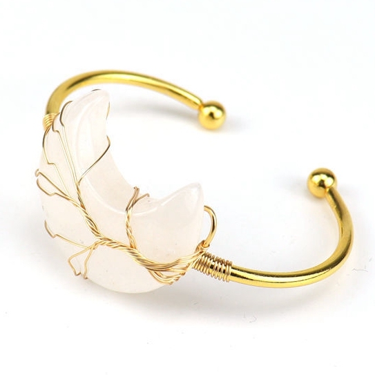 Wholesale Golden Designer Stone Bracelet Gold Charms Bulk Natural Stone Moon Bracelet Women Jewelry Making