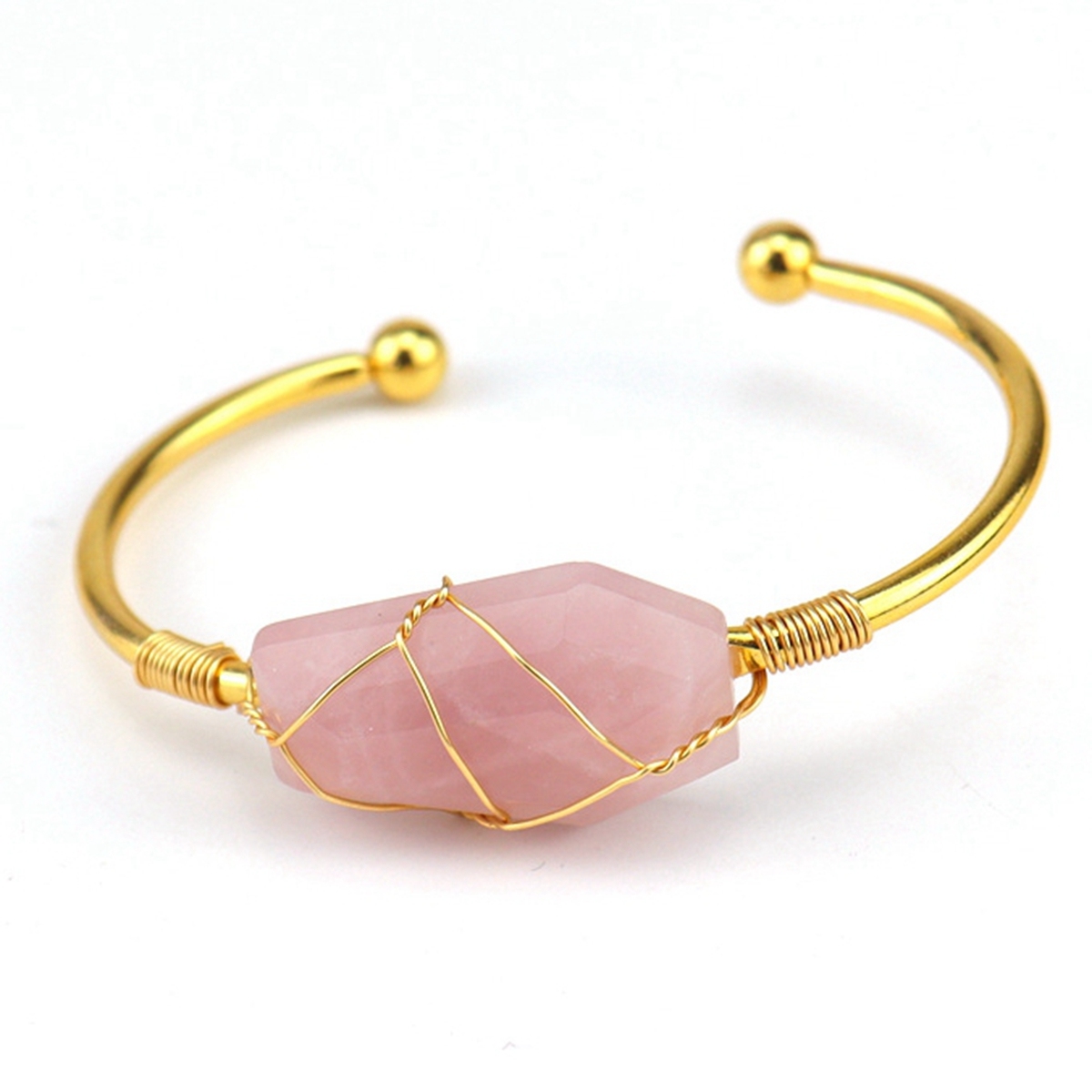 Wholesale Adjustable Silver Hand-made Bangle Wire Wrap Natural Crystal Colorful Hexahedron Coffin Board Bracelet For Women Girl