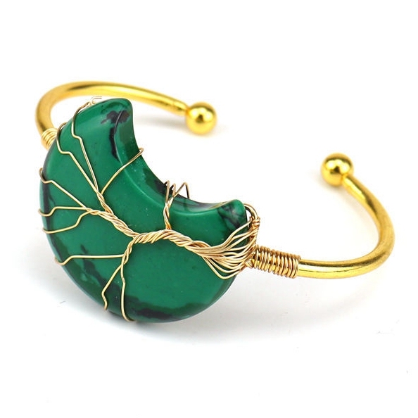 Wholesale Golden Designer Stone Bracelet Gold Charms Bulk Natural Stone Moon Bracelet Women Jewelry Making