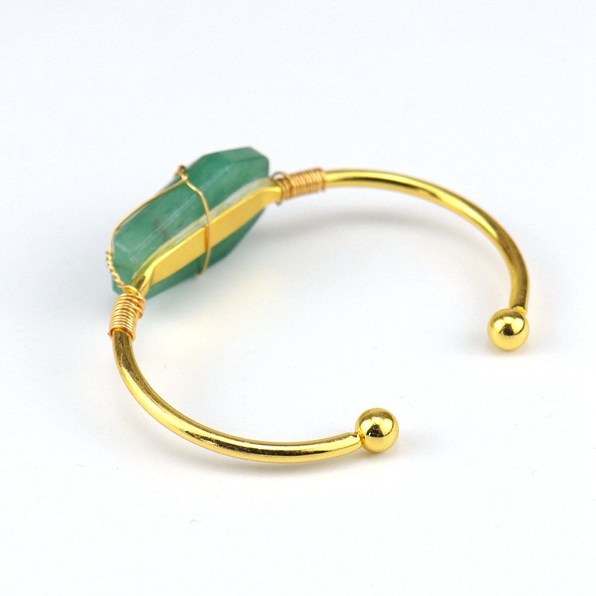 Wholesale Adjustable Silver Hand-made Bangle Wire Wrap Natural Crystal Colorful Hexahedron Coffin Board Bracelet For Women Girl