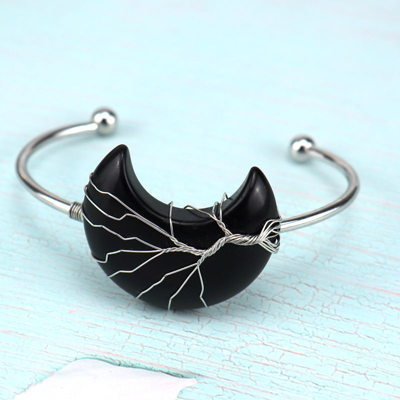 Wholesale Golden Designer Stone Bracelet Gold Charms Bulk Natural Stone Moon Bracelet Women Jewelry Making